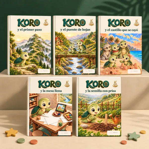 Colección Koro: los cinco cuentos de Koro, uno al lado del otro
