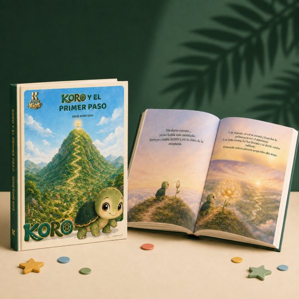 Koro y el Primer Paso — el cuento ilustrado, cerrado y abierto