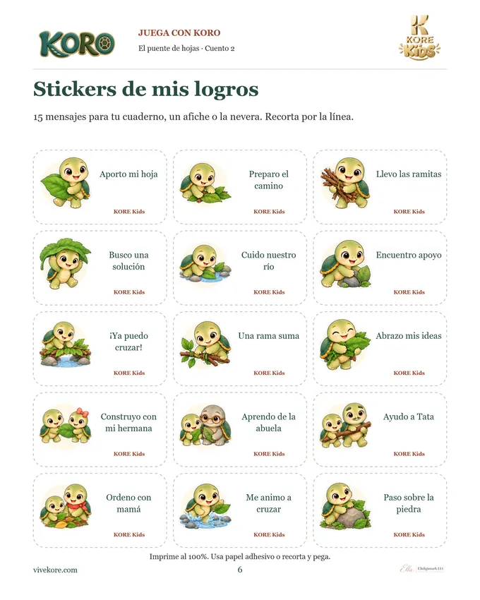 Hoja de stickers de «Koro y el puente de hojas»