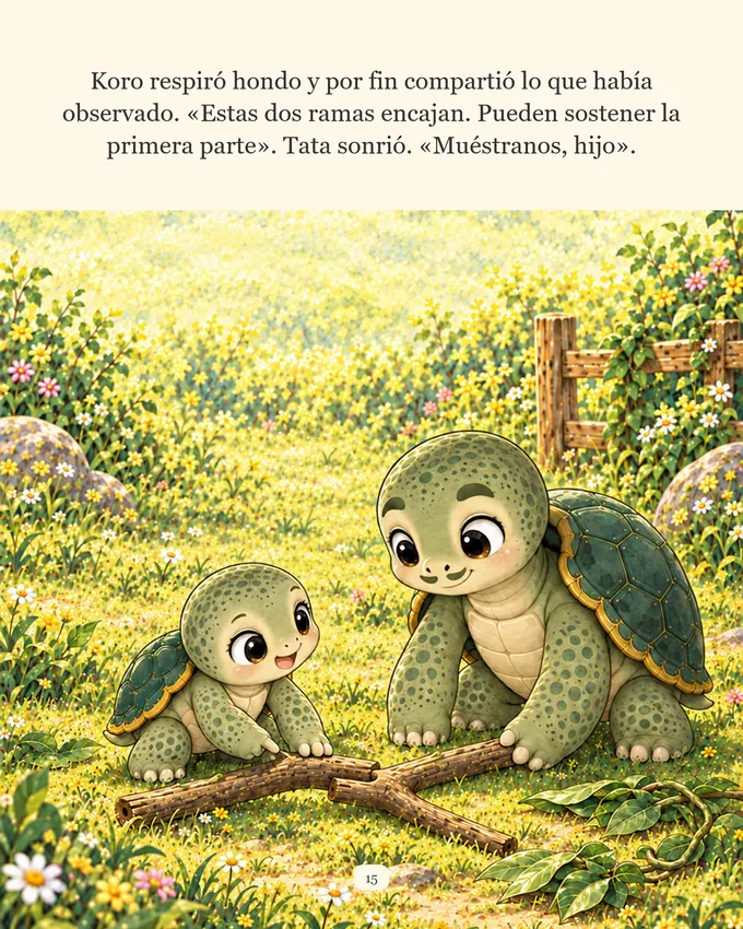 Página del cuento: Koro, por fin, comparte lo que había observado