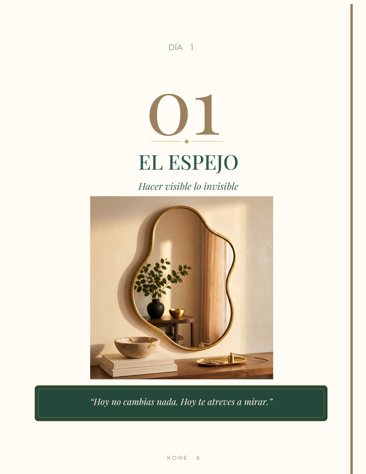 Página interior de la guía — Día 1: El Espejo