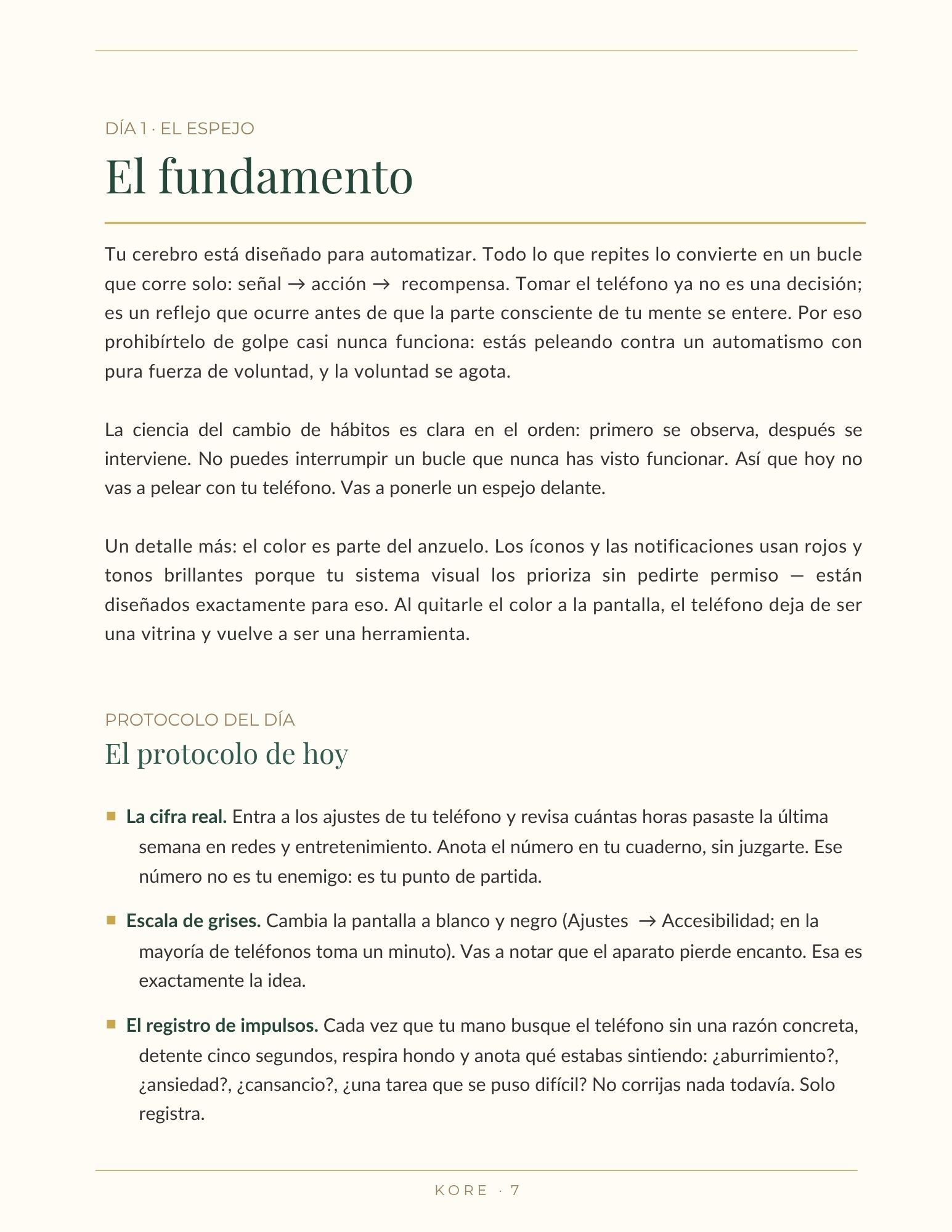 El protocolo del día